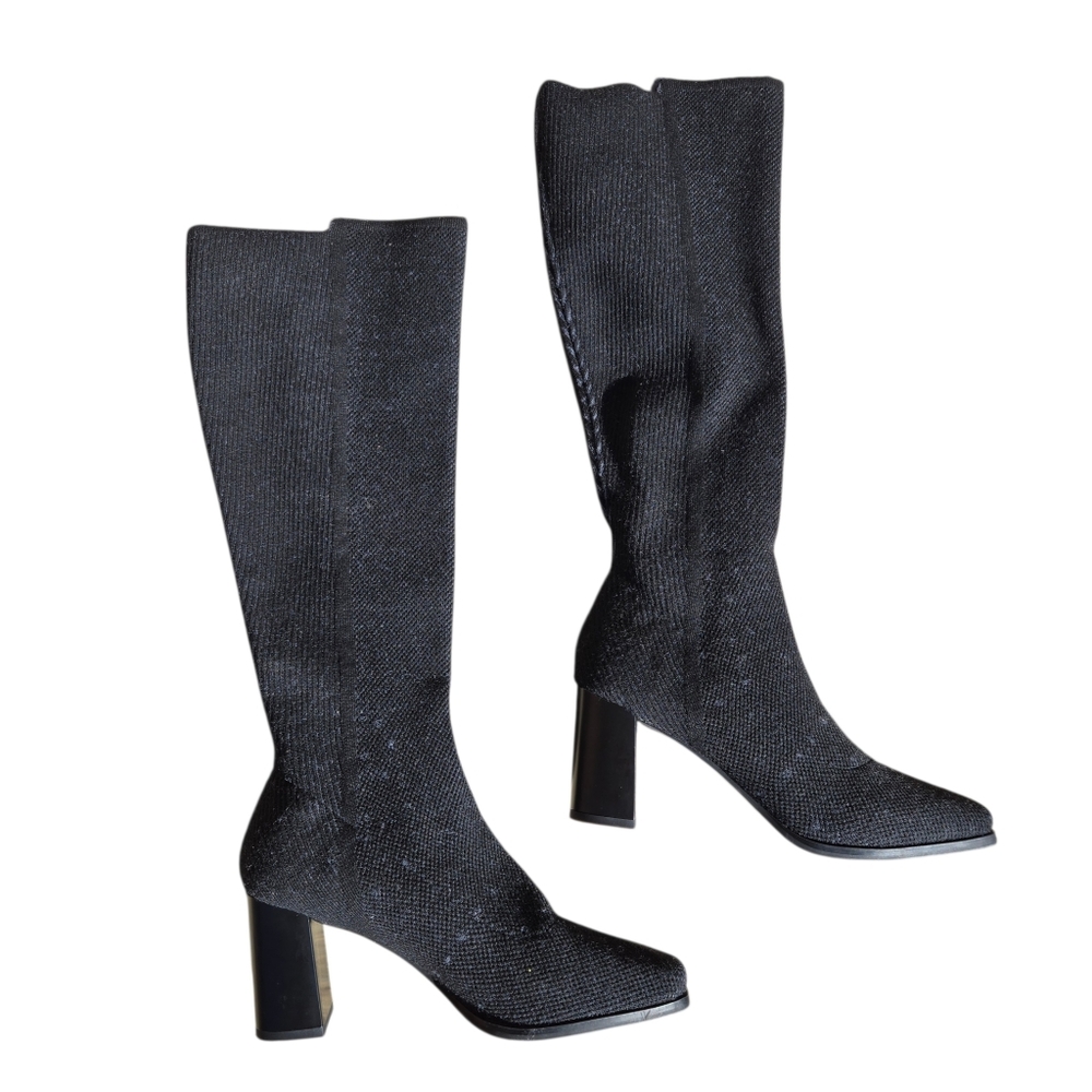 Cosy Island‎ Womens 6.5 Pull On Knee-High Boots Canvas Square Toe